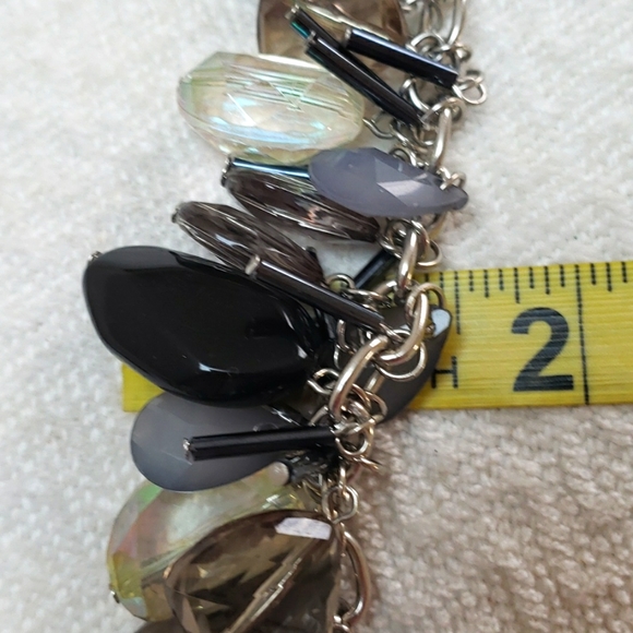 Trendy Fashion Chunky Clear & Clear Smokey, Black & Grey Blue beaded Necklace - Picture 13 of 13